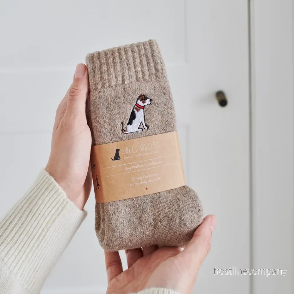 Strumpor med broderad hund - Jack Russell
