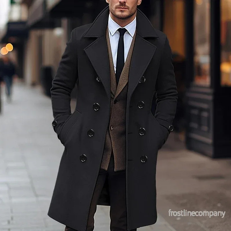 Wool Coat Herr - Lång Dubbelknäppt Kappa - Bild 3