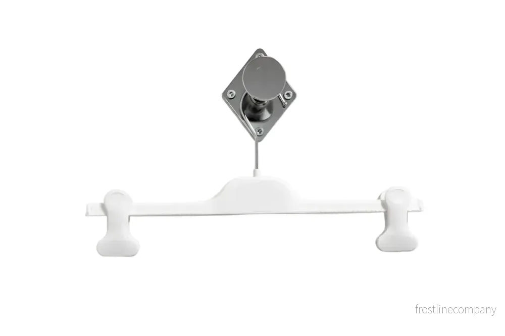 Byxhängare med klämmor, vit, 36 cm. Plast