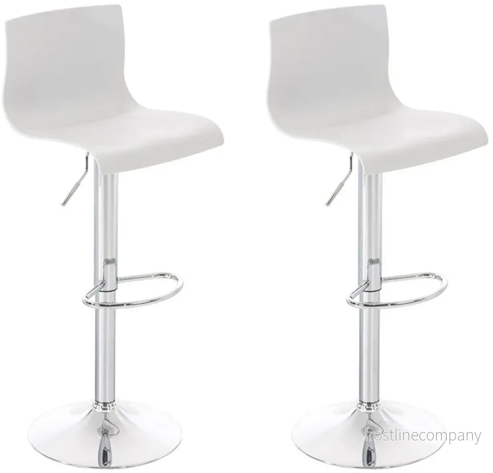 Set med 2 Barstolar med ryggstöd Plast Justerbar Vridbar 105 Vit Set med 2 Barstolar med ryggstöd Plast Justerbar Vridbar 105 Vit
