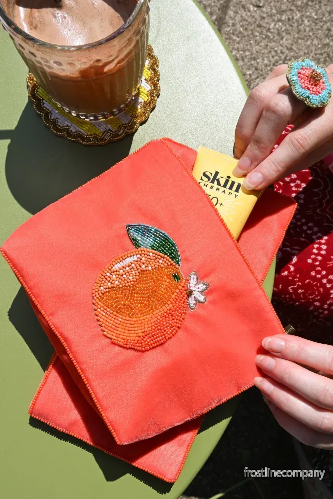 Broderad medium sminkväska/necessär apelsin - Bild 2