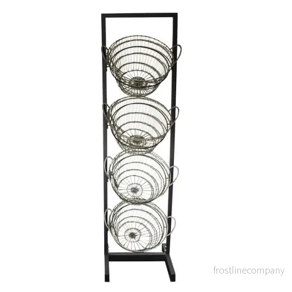 Korgställ med 4 trådkorgar för kampanjvaror – svart, B45 x D40,5 x H173 cm