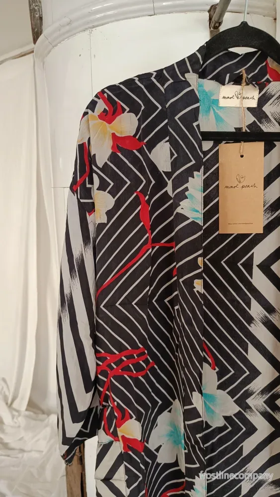 Lång kimono med fickor - vintage silke nr 15 - Bild 2