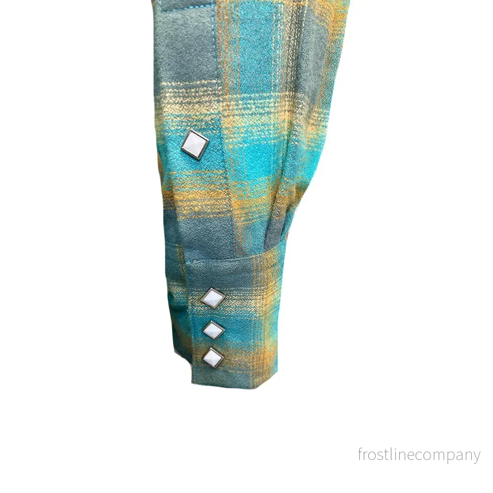 Westernskjorta Rockmount Ranch Wear Plush Flanell Green & Turquoise - Bild 3