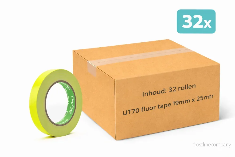 32x MegaTape UT70 · fluor-gaffatejp · 25 m på rulle · 19 mm · gul