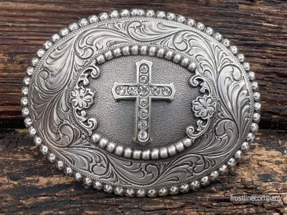 Belt Buckle Cross Oval Scrolled Nocona