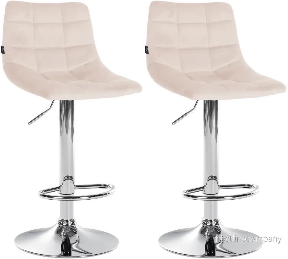 Set med 2 Barstolar med ryggstöd Sammet Justerbar Vridbar 107 Beige Set med 2 Barstolar med ryggstöd Sammet Justerbar Vridbar 107 Beige