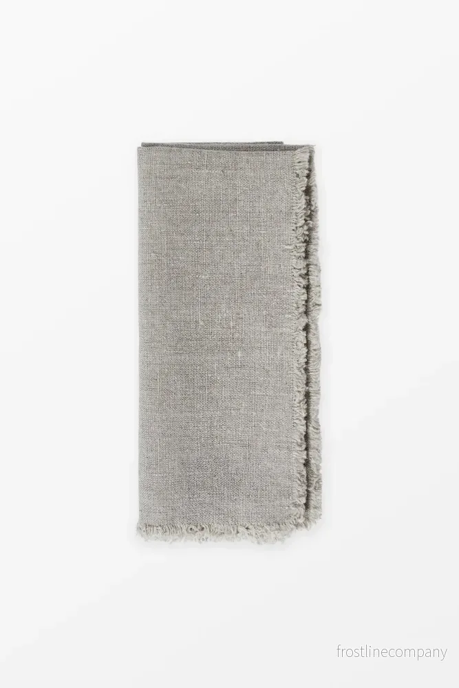 Fringed Linen Napkin Beige