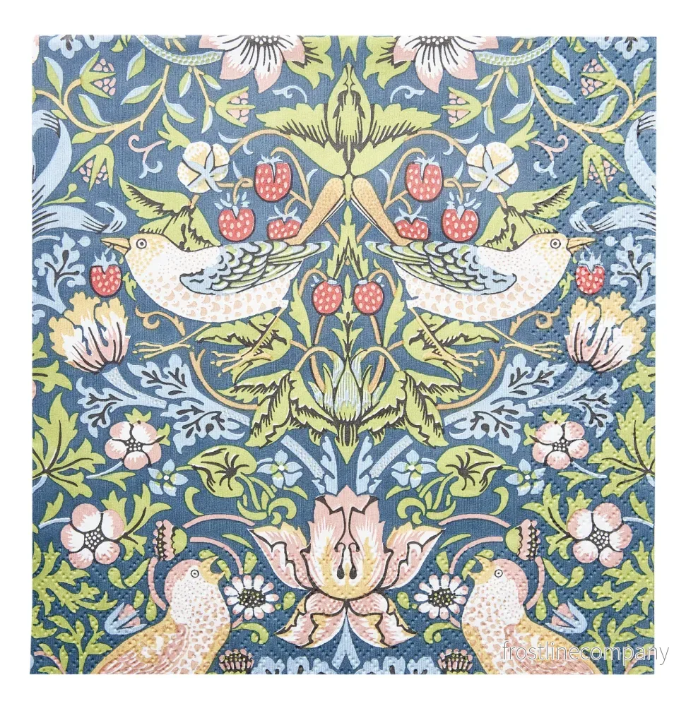 Servetter William Morris Strawberry thief blue