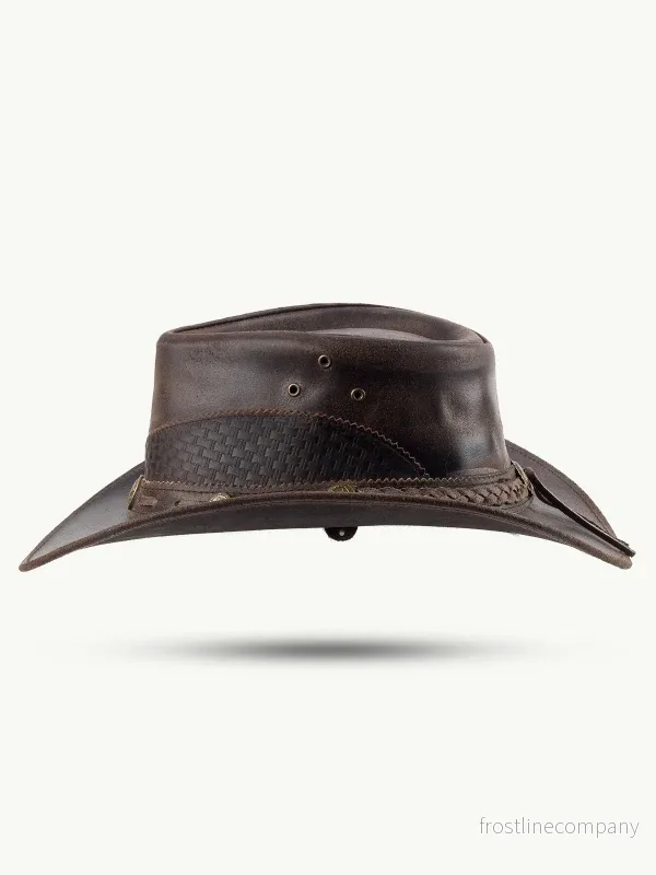 Läderhatt Mörkbrun med Bisonconchos - Bild 3