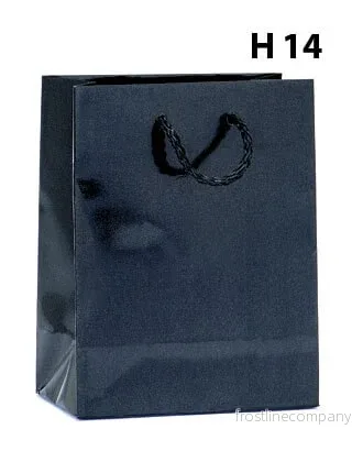 Lyxpåse, högblank, 11 x 6 x H14 cm, svart, förpackning med 12 st., 157 gram