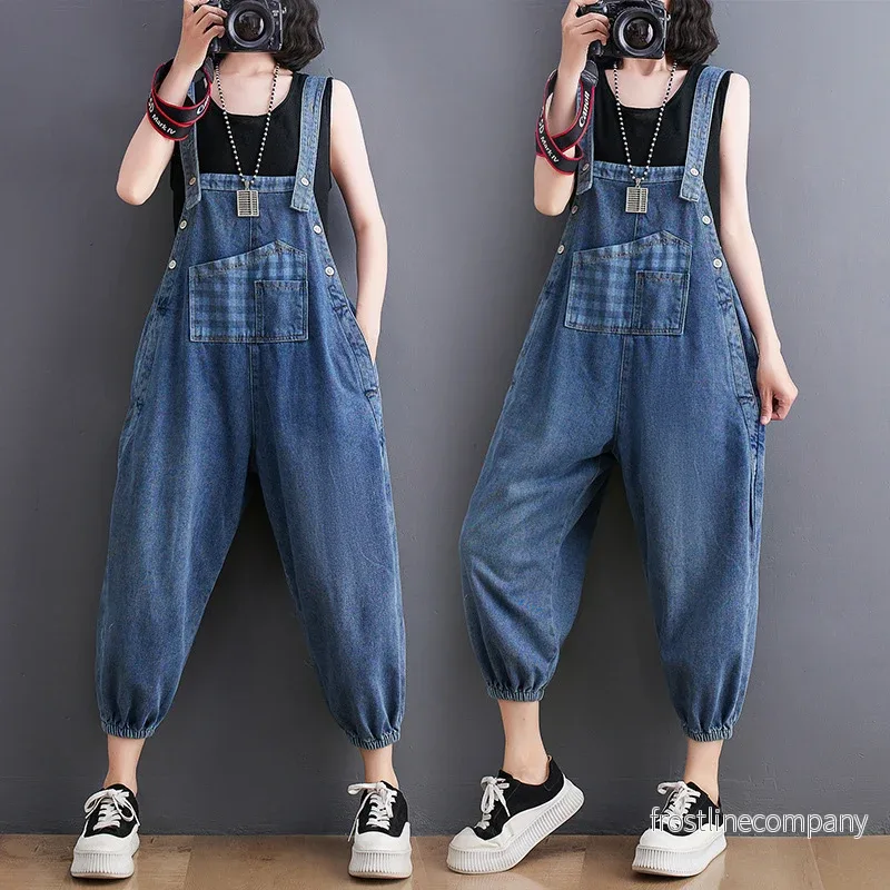 Luftiga och Bekväma Hängselbyxor i Denimstil för Dam Luftiga och Bekväma Hängselbyxor i Denimstil för Dam