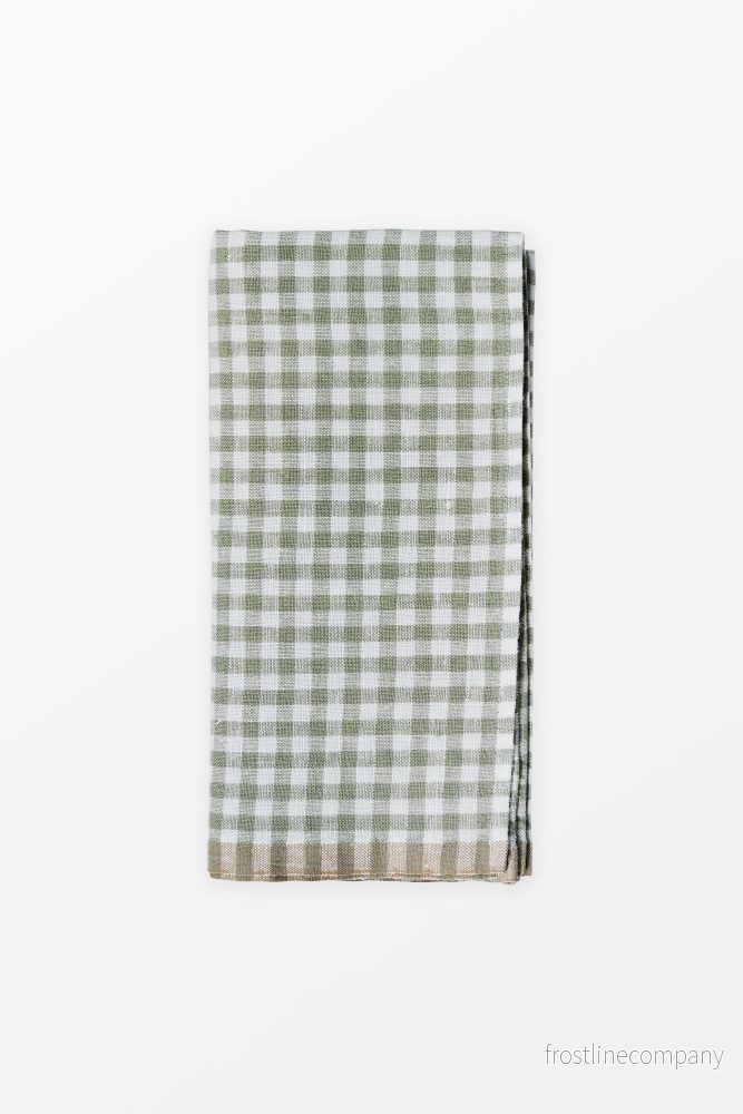 Gingham linen Napkin Green