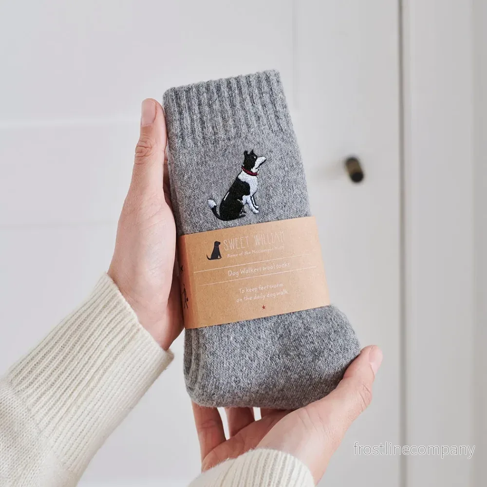 Strumpor med broderad hund - Border Collie
