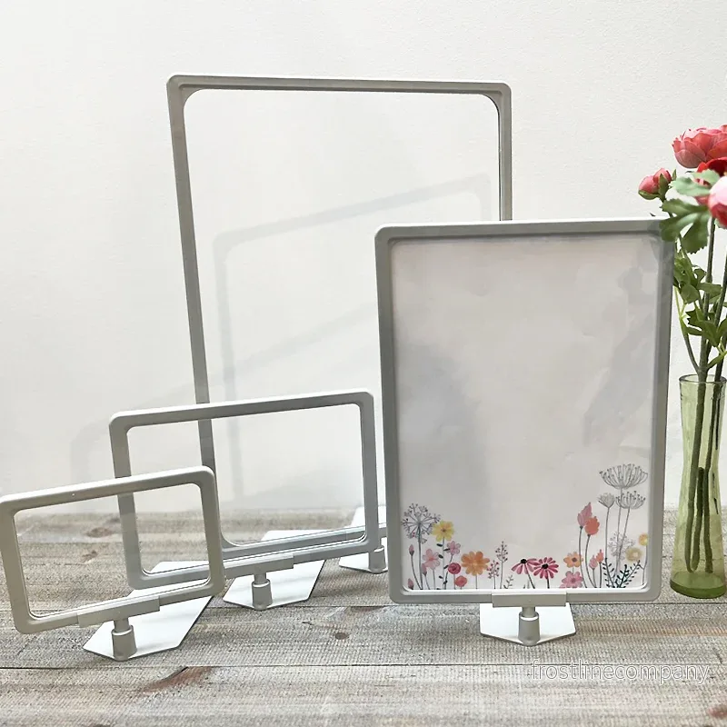 Skilteholder, A3, med indstiksplade, plast, lysegrå - Bild 2