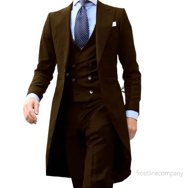 Kostym Herr 3-delad Tailcoat – Groom Bröllop XS-5XL Kostym Herr 3-delad Tailcoat – Groom Bröllop XS-5XL
