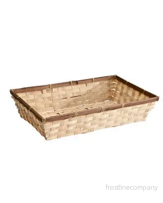 Presentkorg i bambu med brun kant – 38 x 24 x H8 cm
