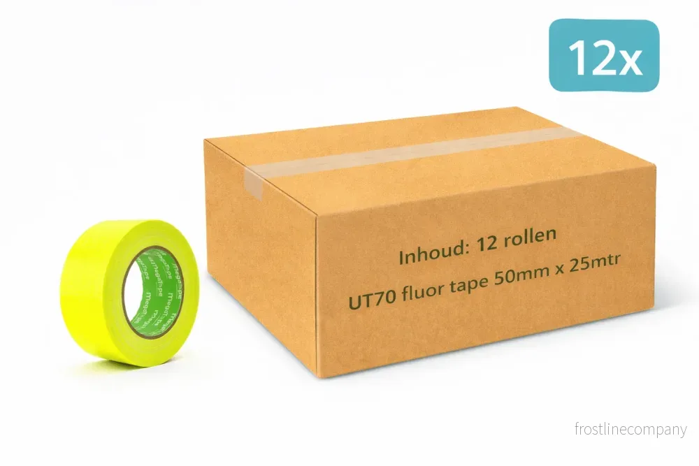 12 st MegaTape UT70 · fluor-gaffatejp · 25 m på rulle · 50 mm · gul