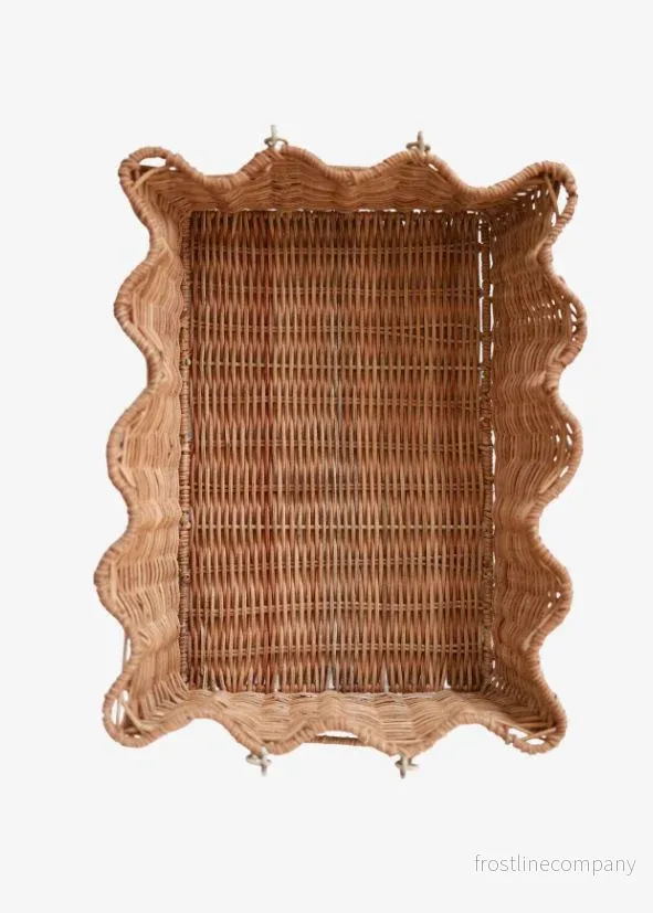 Scalloped Rattan Tray