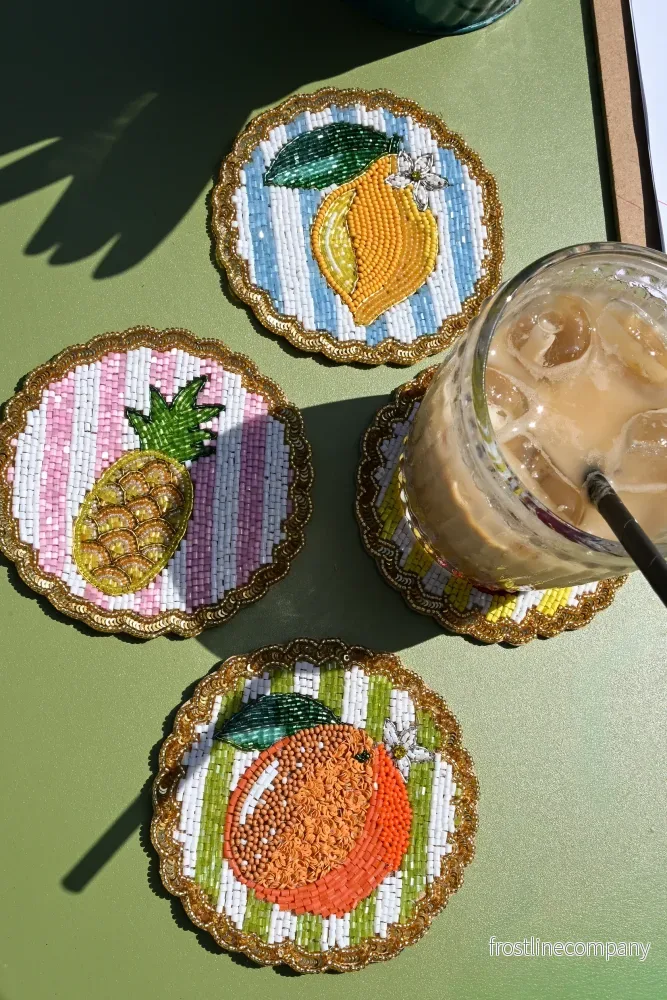 Coasters glasunderlägg frukter randig 4-pack - Bild 2