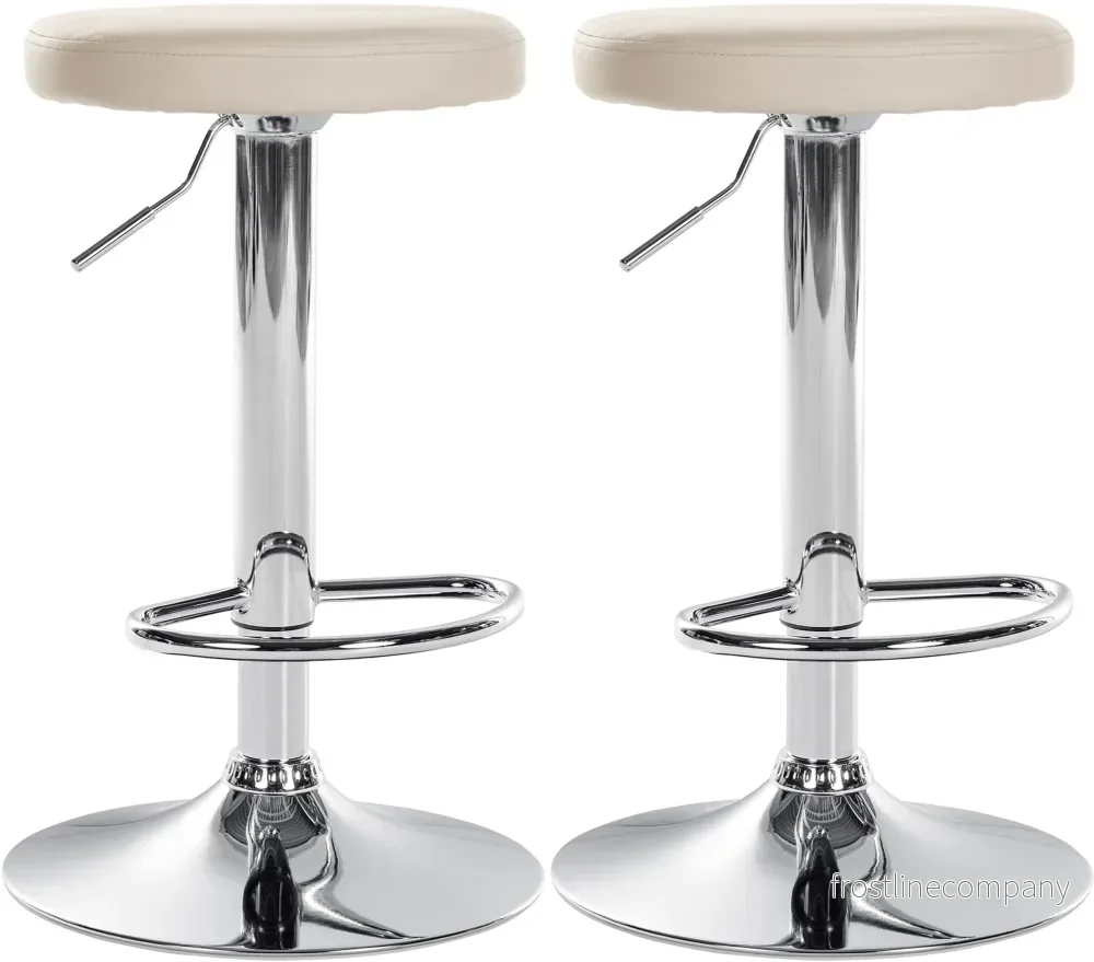 Set med 2 Barstolar Konstläder Justerbar Vridbar 109 Krämfärgad