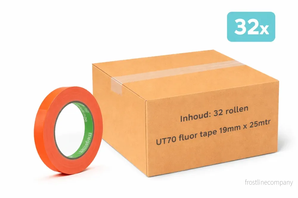 32x MegaTape UT70 · fluor-gaffatejp · 25 m på rulle · 19 mm · orange