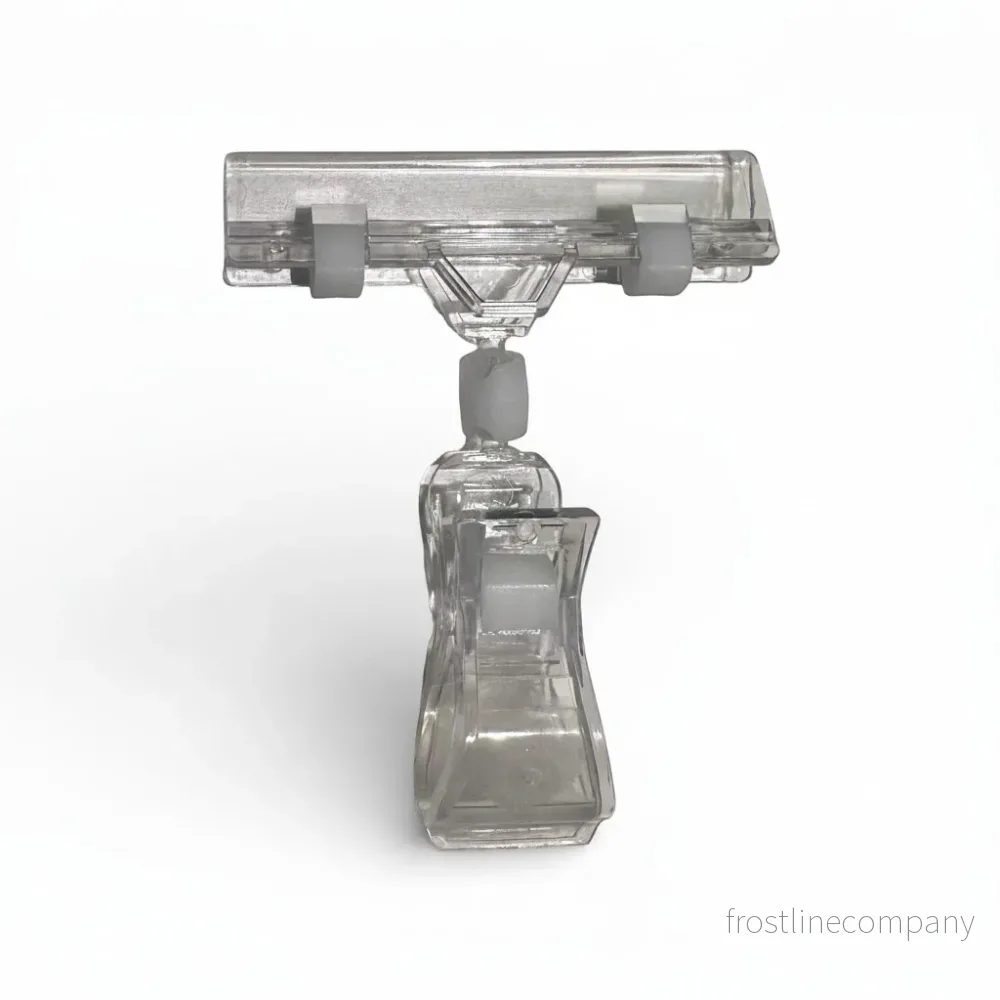 Clear Grip, skilteholder, med bred klemme, klar akryl, H10 cm