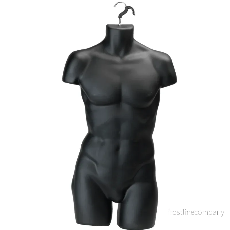 Hängande torso, herr, med framsida och krok, svart, H86 cm