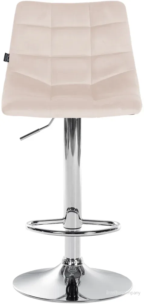 Barstol med ryggstöd Sammet Justerbar Vridbar 107 Beige - Bild 3