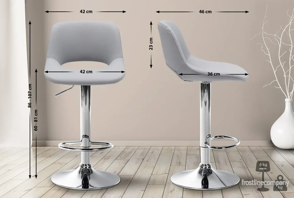 Set med 2 Barstolar med ryggstöd Konstläder Justerbar Vridbar 106 Grå - Bild 2