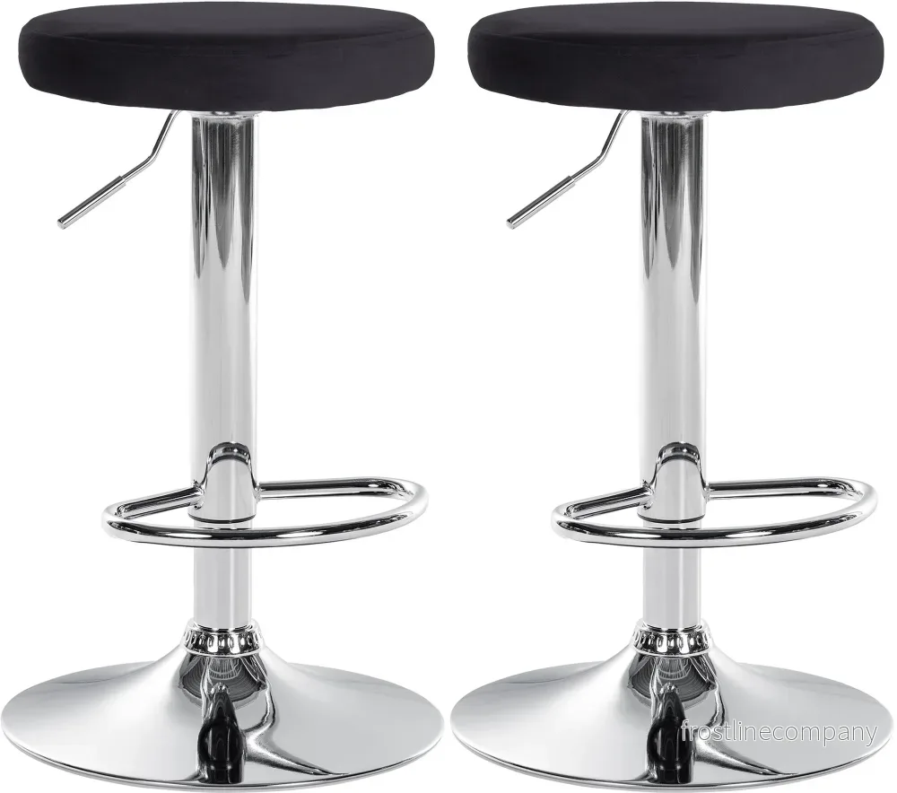 Set med 2 Barstolar Sammet Justerbar Vridbar 109 Svart