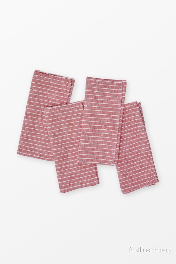Linen napkin Pinstripe Red – Set of 4