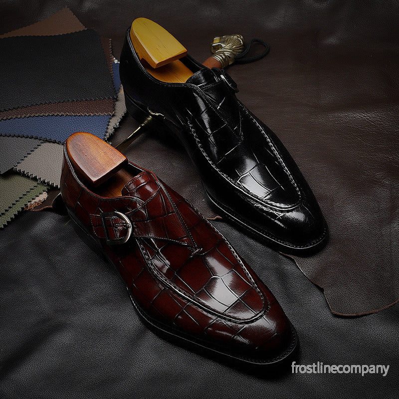 Herrskor Monk Strap Låg – Kohud Läder Spetsig Tå 37-44 Herrskor Monk Strap Låg – Kohud Läder Spetsig Tå 37-44