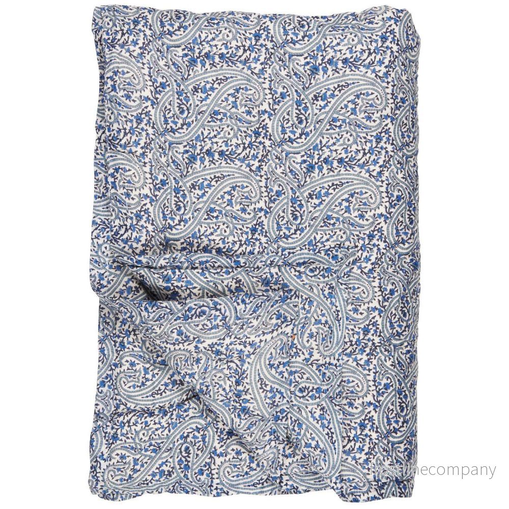 Quiltad pläd blå toner paisley 170 x 130 cm Quiltad pläd blå toner paisley 170 x 130 cm