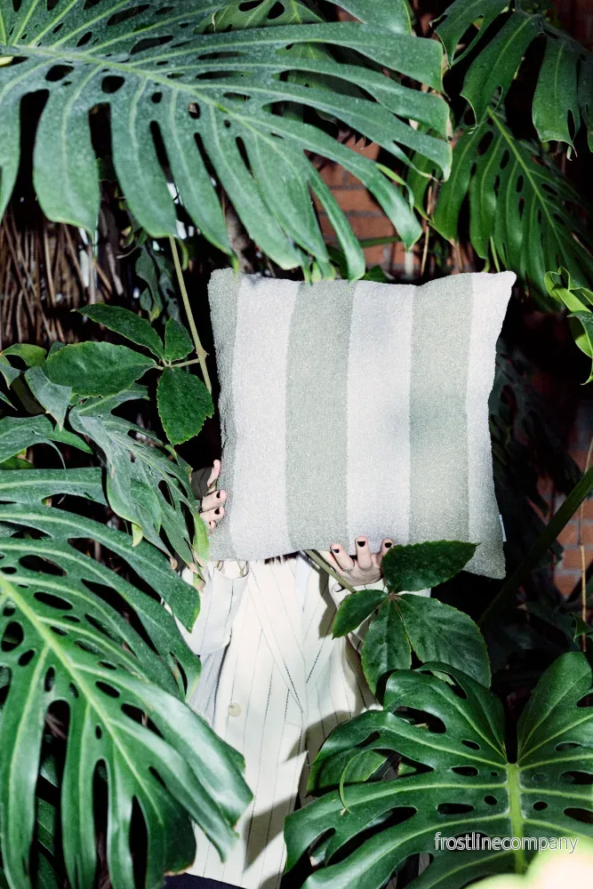 Cushion 14 / Outdoor+Indoor / Bouclé / Olive / Beige / 50×50 cm Cushion 14 / Outdoor+Indoor / Bouclé / Olive / Beige / 50×50 cm