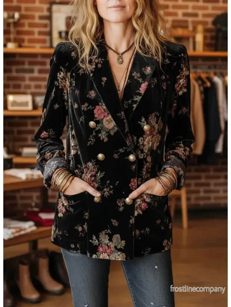 Mönstrad Blazer Blus Dam - Boho Topp - Bild 3