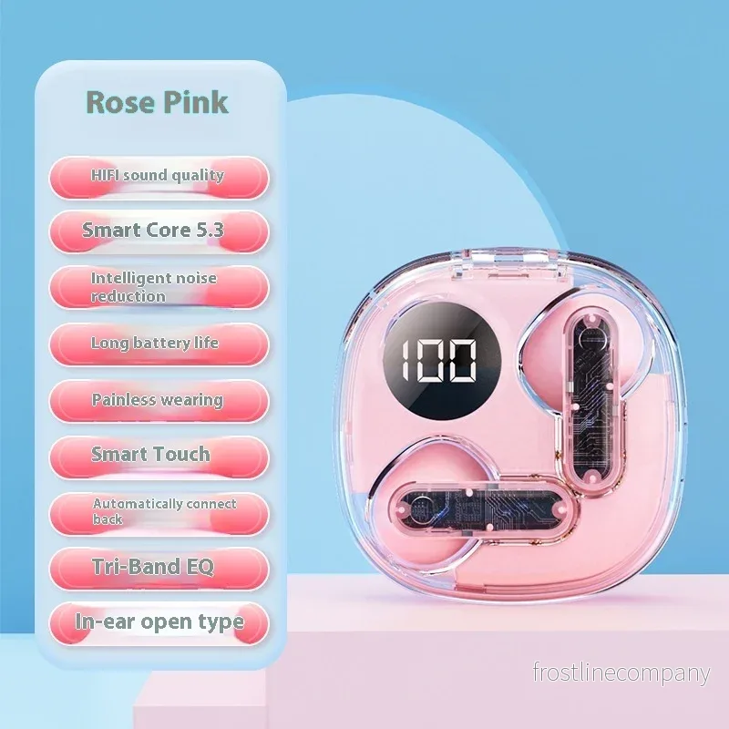Transparent TWS Hörlurar - Trådlösa Capsule Earbuds med LED Batteri Display - HiFi 13mm Driver, Brusreducering - 5 Färger - Bild 3