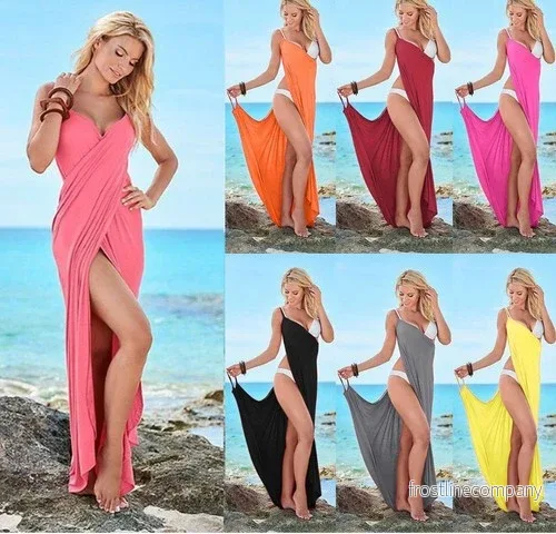 Lång Sommarklänning med Hög Slits – Axelbandslös Maxiklänning Strandklänning Dam Lång Sommarklänning med Hög Slits – Axelbandslös Maxiklänning Strandklänning Dam