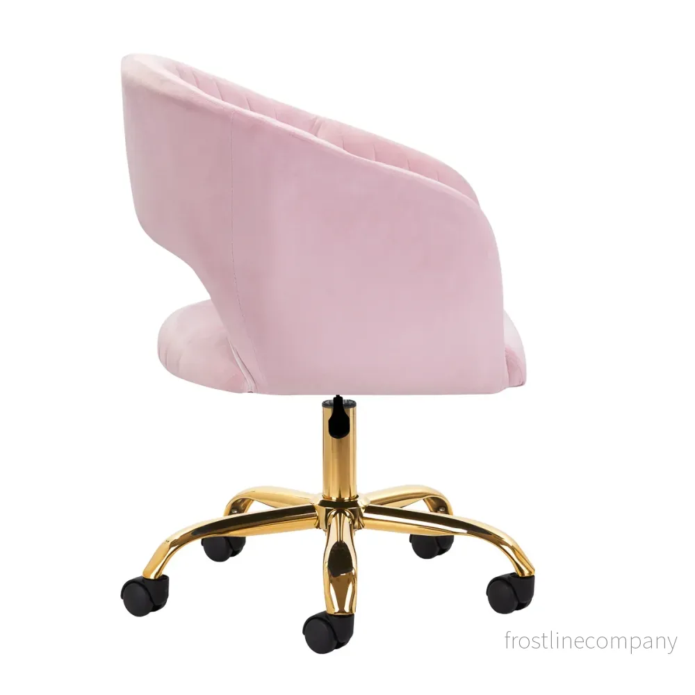4Rico QS-OF212G Taburett med Hjul i Sammet - Rosa - Bild 3