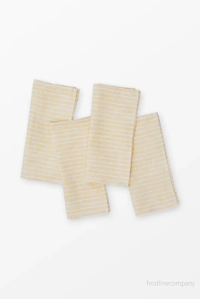 Linen napkin Pinstripe Yellow – Set of 4