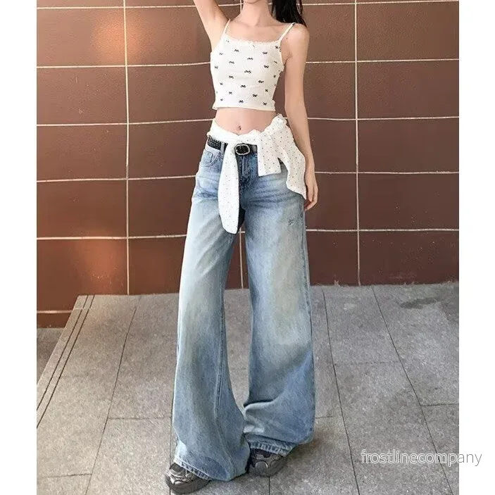 Loose-fit Högmidjad Sliten Jeans - Wide Leg - Bild 2