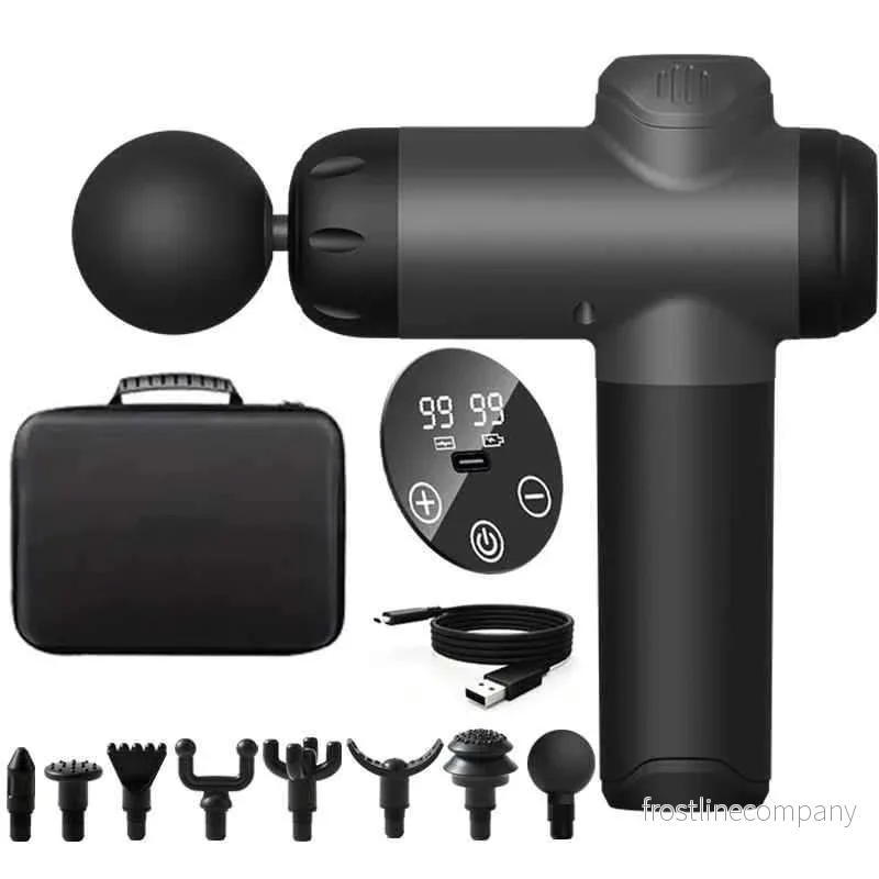 Lyxig Massagepistol Muskelmassage - Tyst Massage Gun med 8 Huvuden och LCD Svart - Bild 3