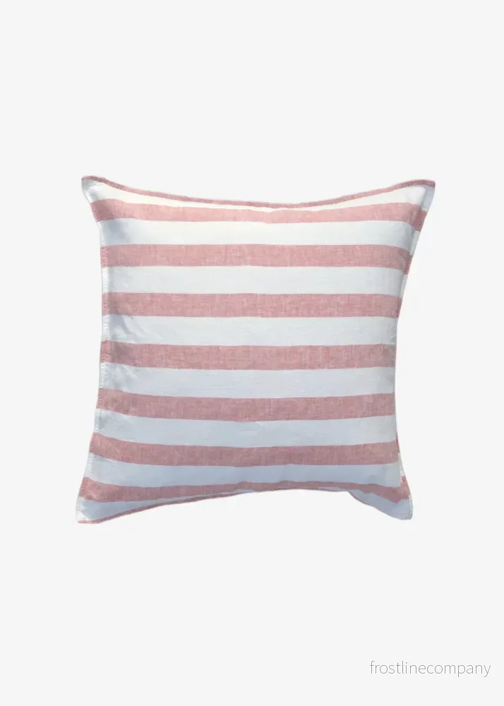 Linen Cushion Roman Stripe Pink