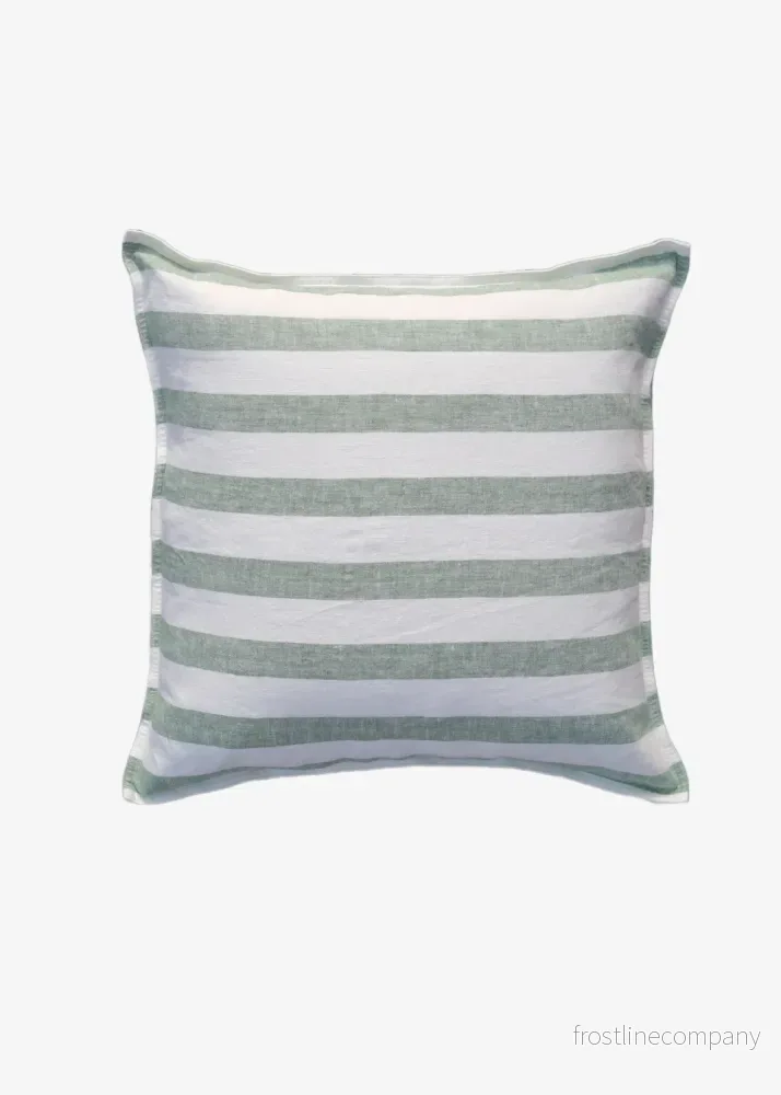 Linen Cushion Roman Stripe Green
