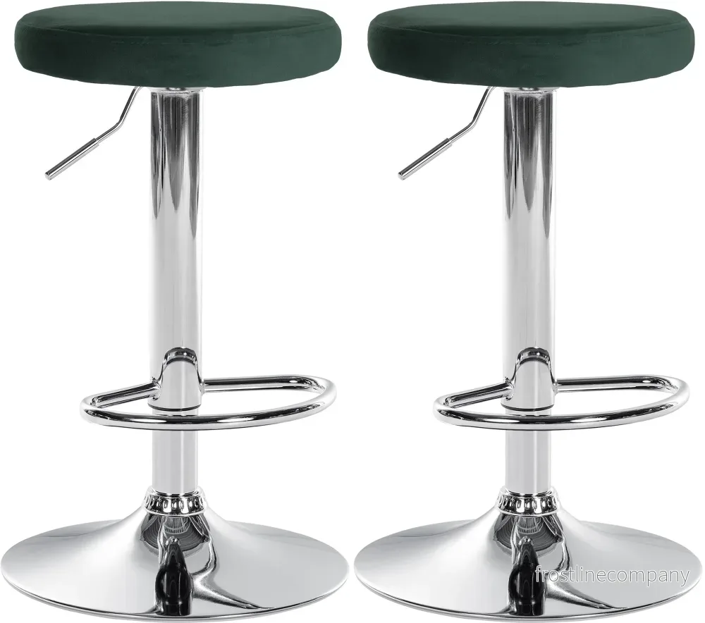 Set med 2 Barstolar Sammet Justerbar Vridbar 109 Grön
