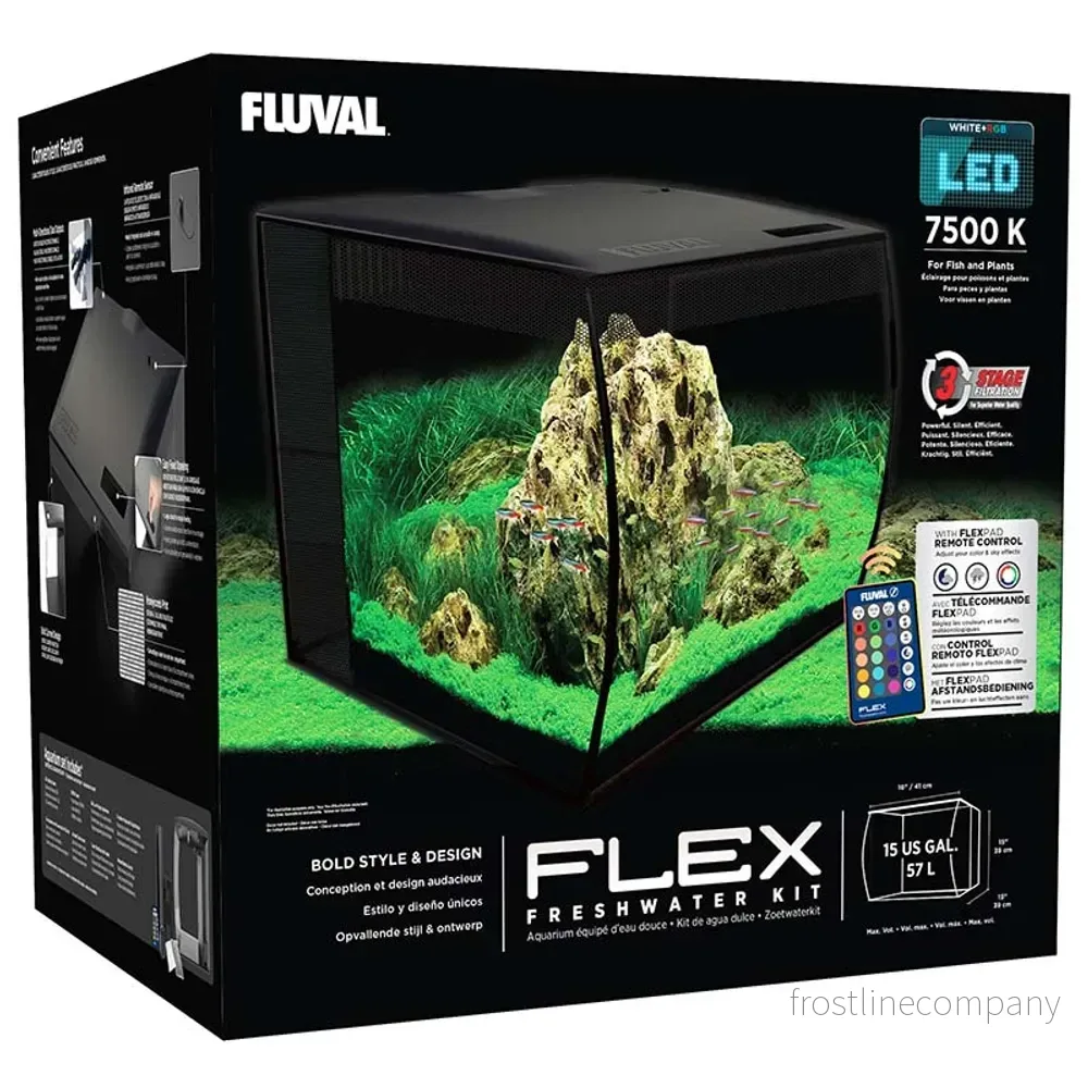 Fluval Flex 57 L Svart – Nanoakvarium med välvd front, LED belysning och kraftfull filtrering Fluval Flex 57 L Svart – Nanoakvarium med välvd front, LED belysning och kraftfull filtrering