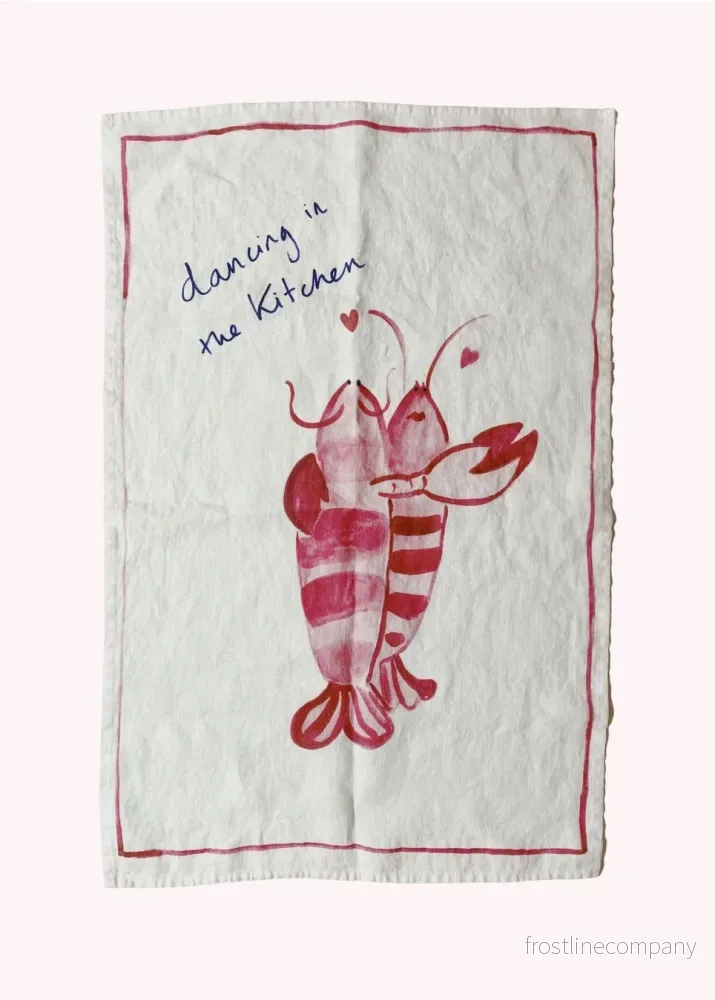 Kökshandduk linne – Dancing Lobster Kökshandduk linne – Dancing Lobster