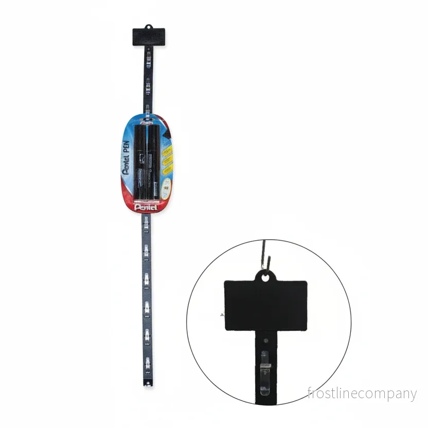 Displayremsor med 12 krokar, inkl. hållare, svart, L41,5 cm