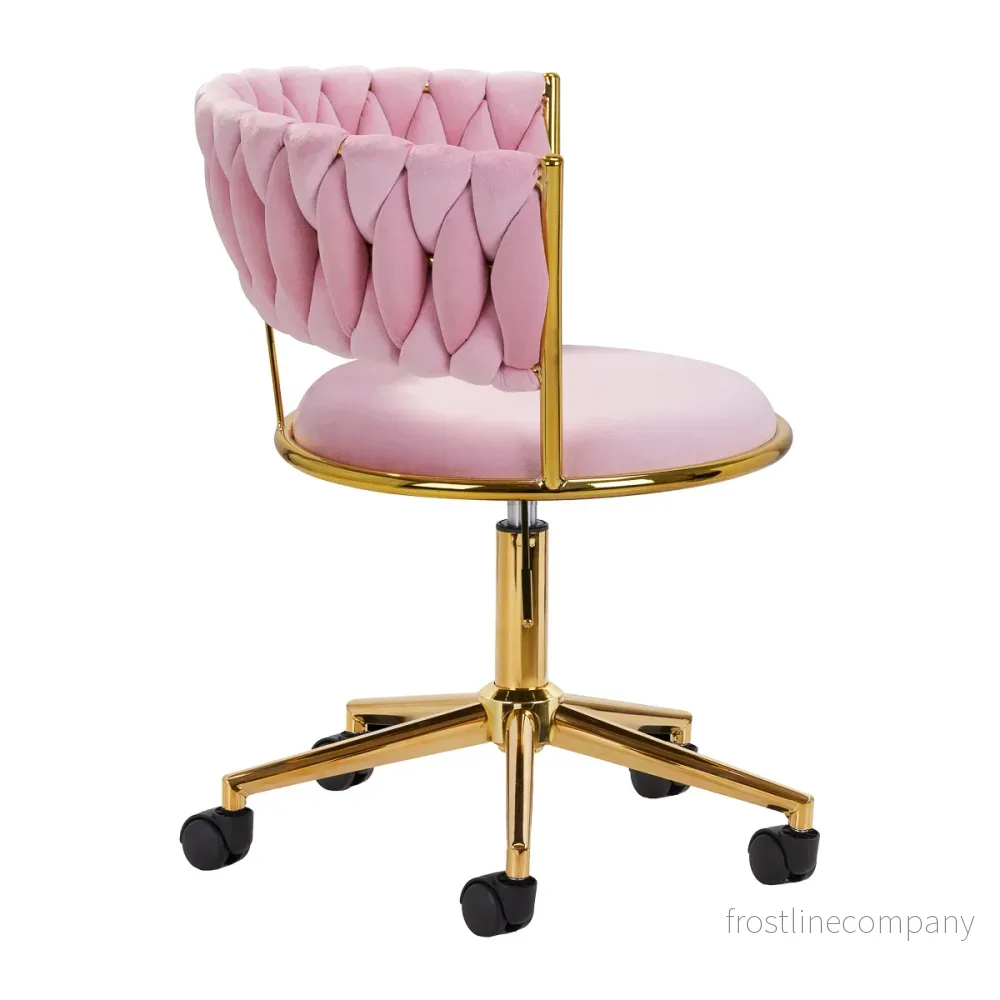 4Rico QS-GW01G Taburett med Hjul i Sammet - Rosa - Bild 3