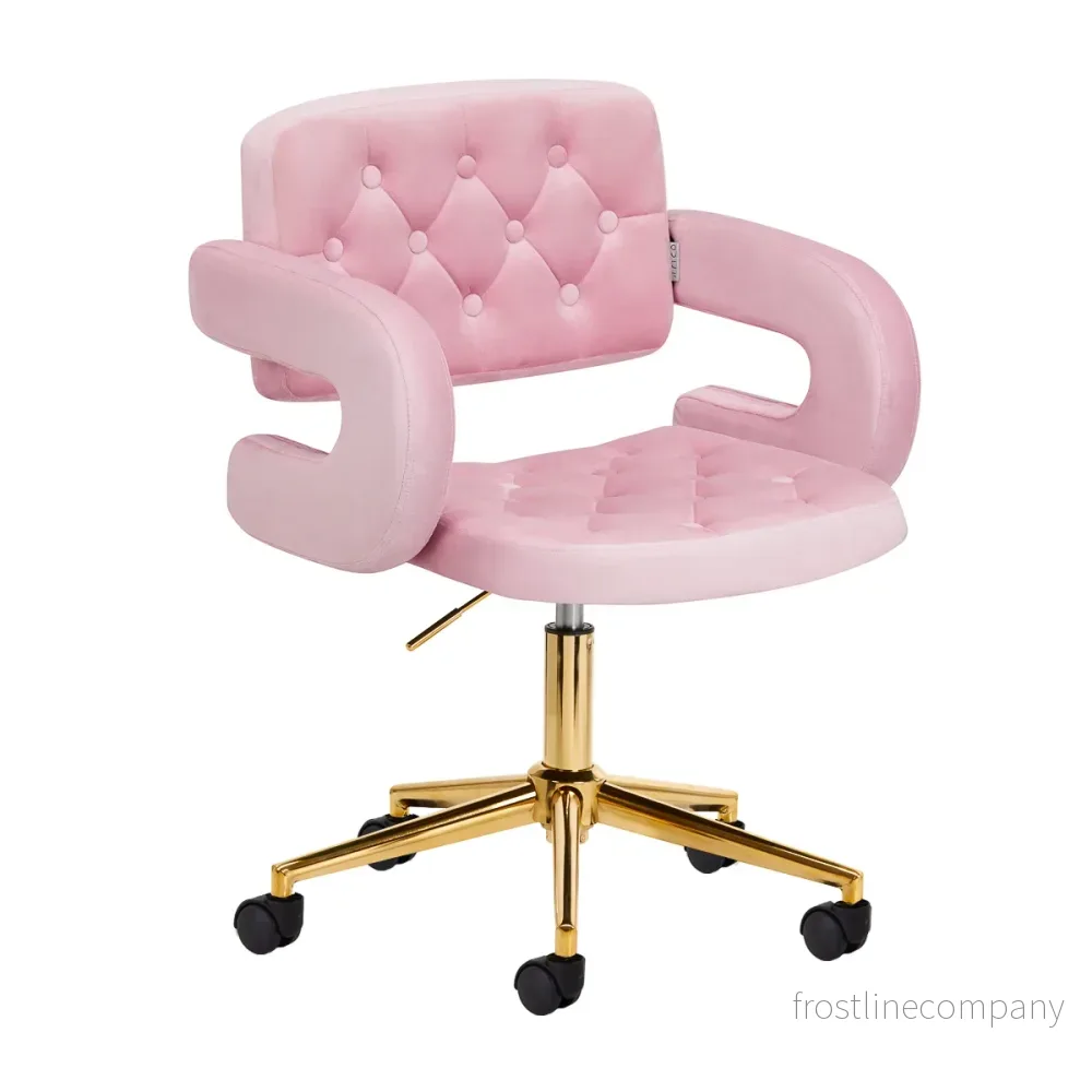 4Rico QS-OF213G Justerbar Taburett i Sammet – Guld/Rosa 4Rico QS-OF213G Justerbar Taburett i Sammet – Guld/Rosa